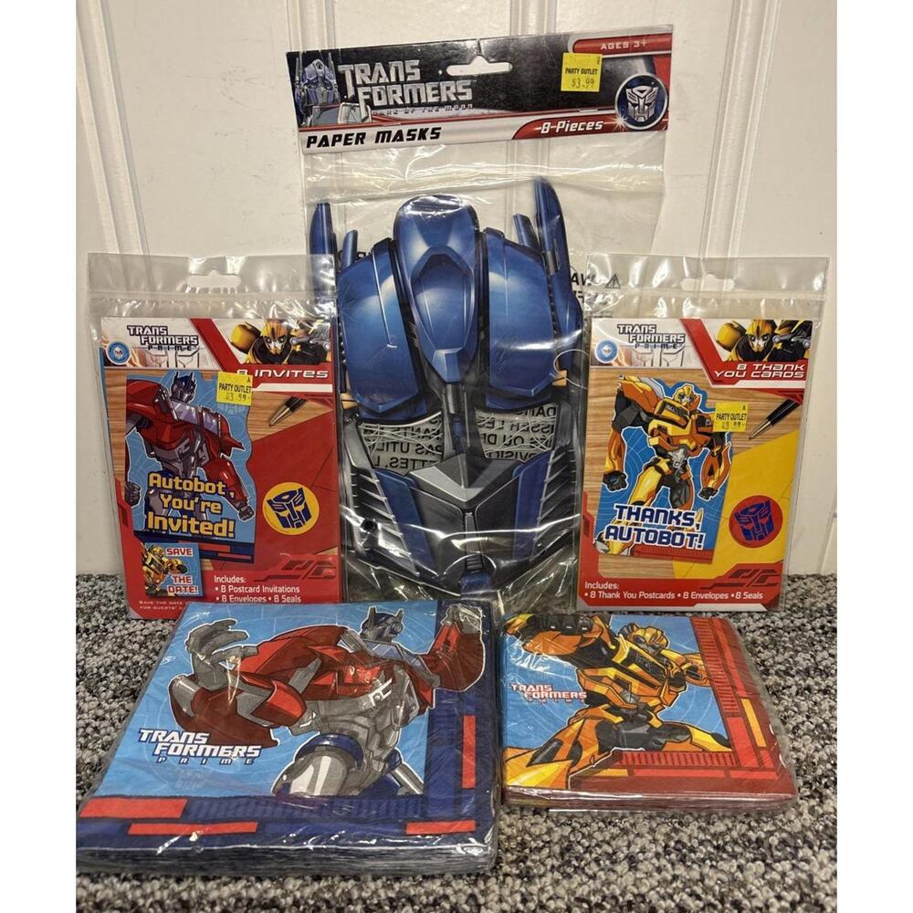 Trans Formers Party Lot - NEW 8pk Mask, 2 8pk Napkins & 2 8pk Invite/Thank Cards